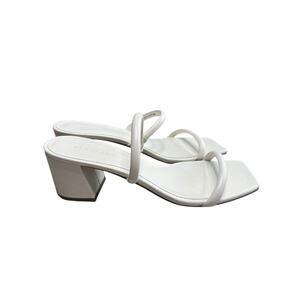 Everlane The Double Strap Heel Women 8 White Leather Block Heel Minimalist